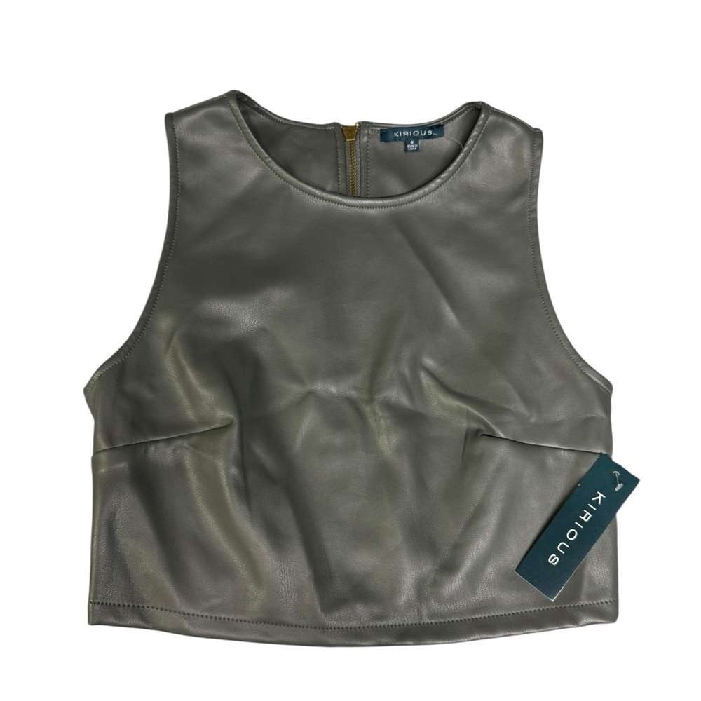 Gray Leather Crop Top